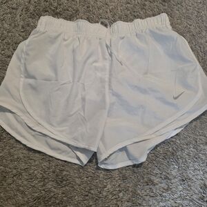 Nike Women’s White Athletic Shorts with Silver Swoosh